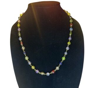 Vintage gold tone glass necklace